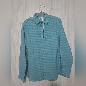 NWT Grayers Mens Size Medium Eton Dobby Blue Long Sleeve Button-up Shirt
